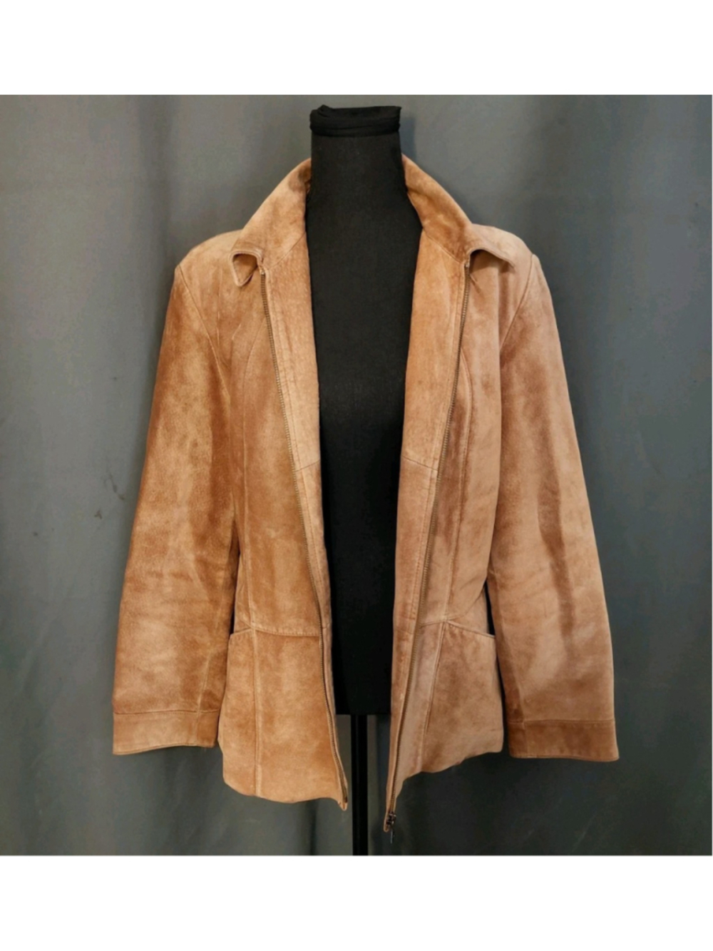 Bernardo For Nordstrom Genuine Leather Camel Zip Up Women’s Jacket Coat Medium - Picture 2 of 16